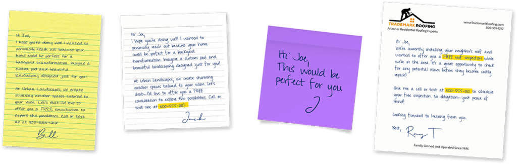 handwritten post-it-notes